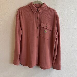 Carhartt Rose Pink Waffle Knit Button-Up Jacket
